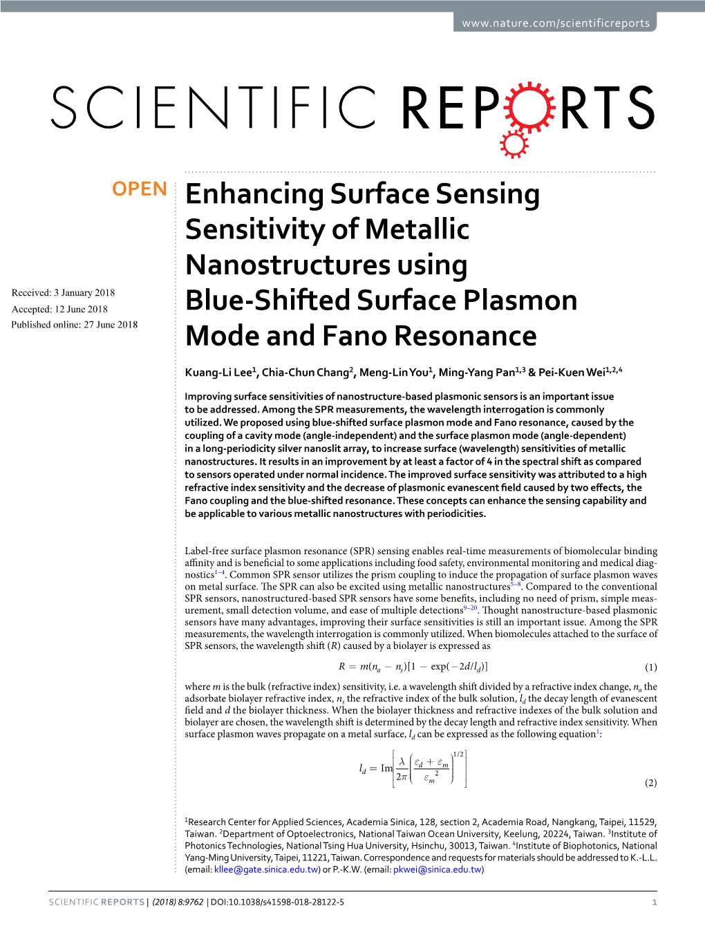Enhancing Surface Sensing Sensitivity of Metallic