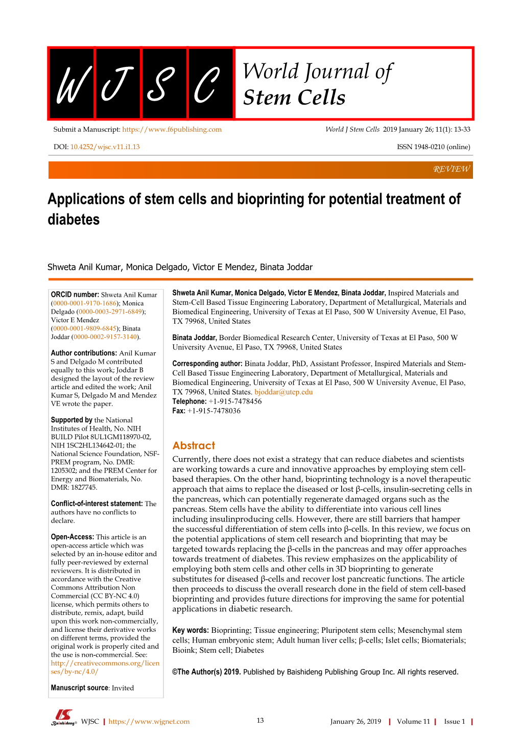 W J S C Stem Cells