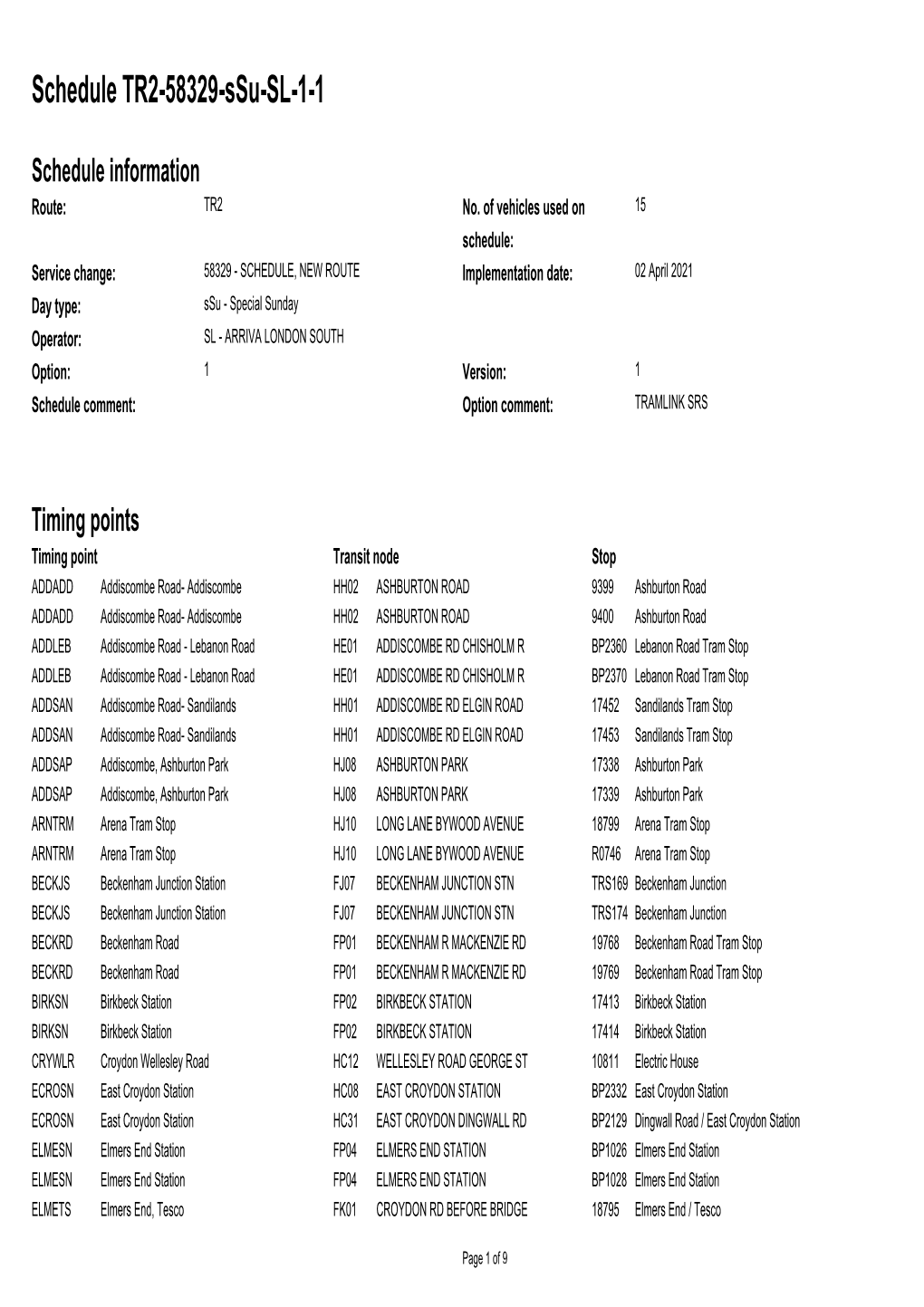 Standard Schedule TR2-58329-Ssu-SL-1-1