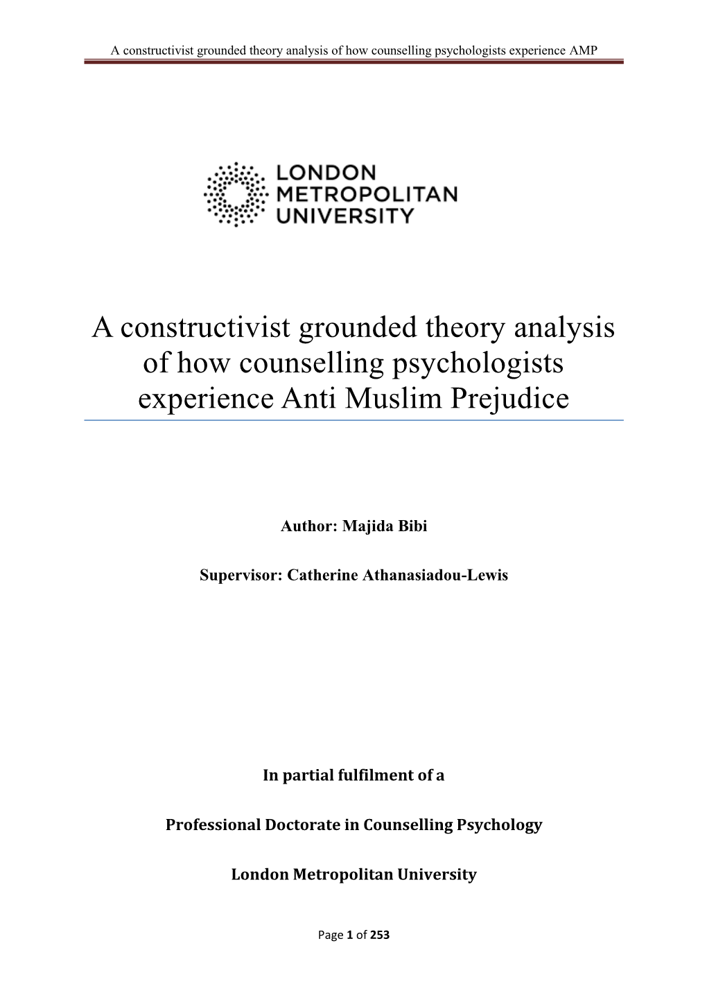 A Constructivist Grounded Theory Analysis of How Counselling Psychologists Experience AMP