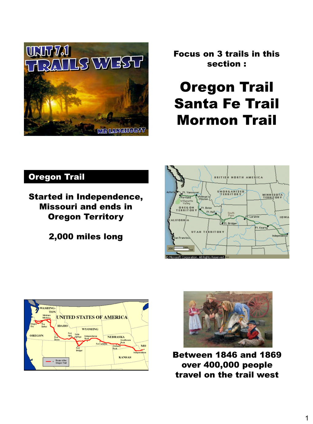 Oregon Trail Santa Fe Trail Mormon Trail