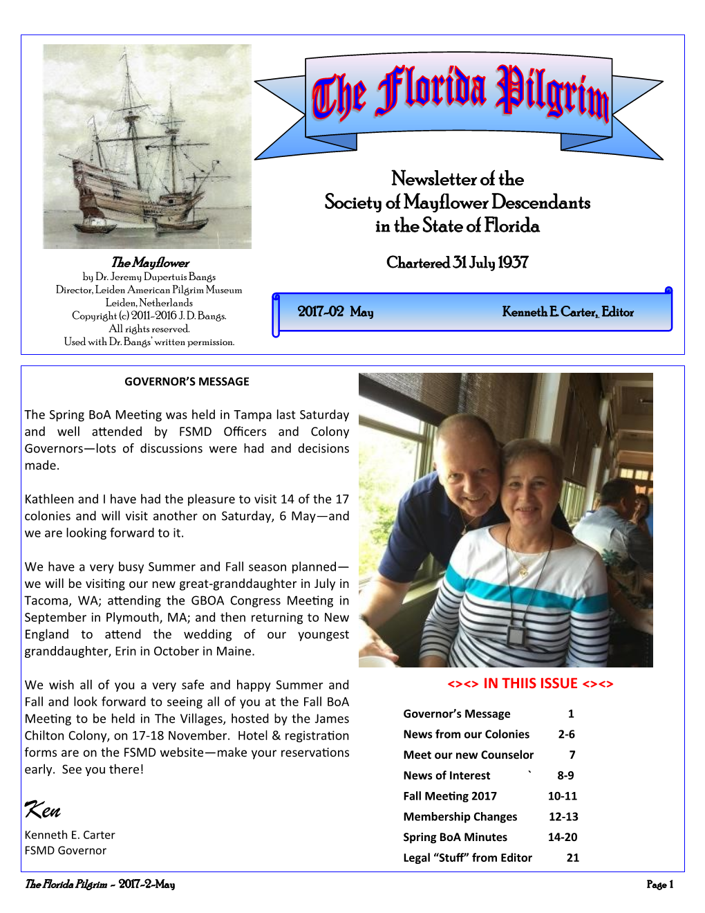 Newsletter of the Society of Mayflower Descendants in the State of Florida