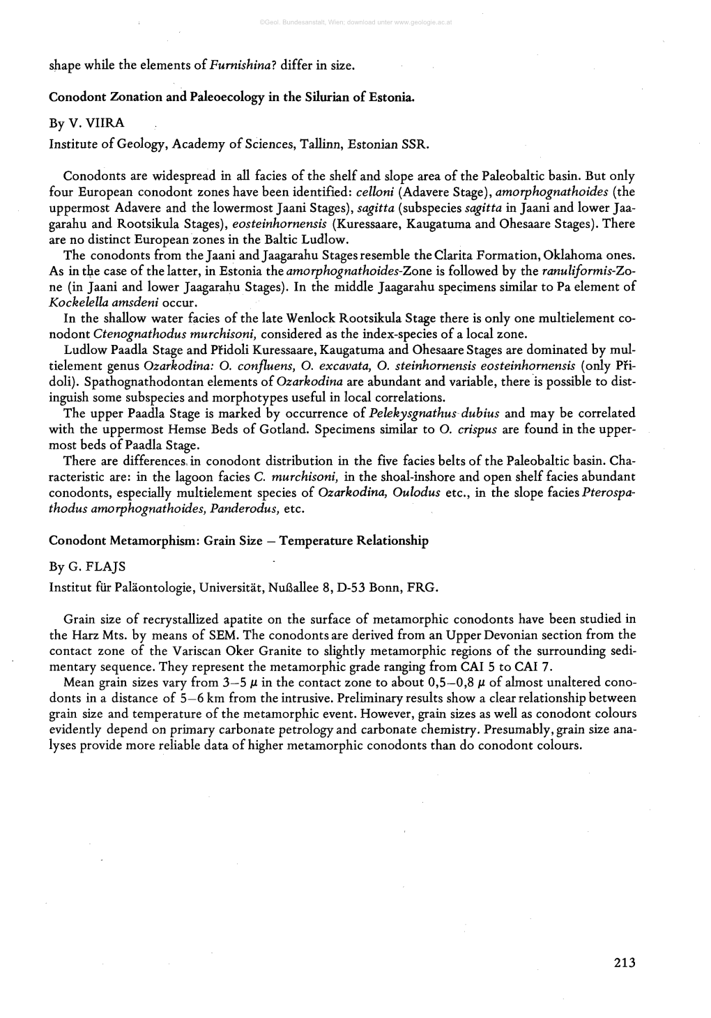 Shape While the Elements of Furnishina? Differ in Size. Conodont Zonation and Paleoecology in the Silurian of Estonia. by V