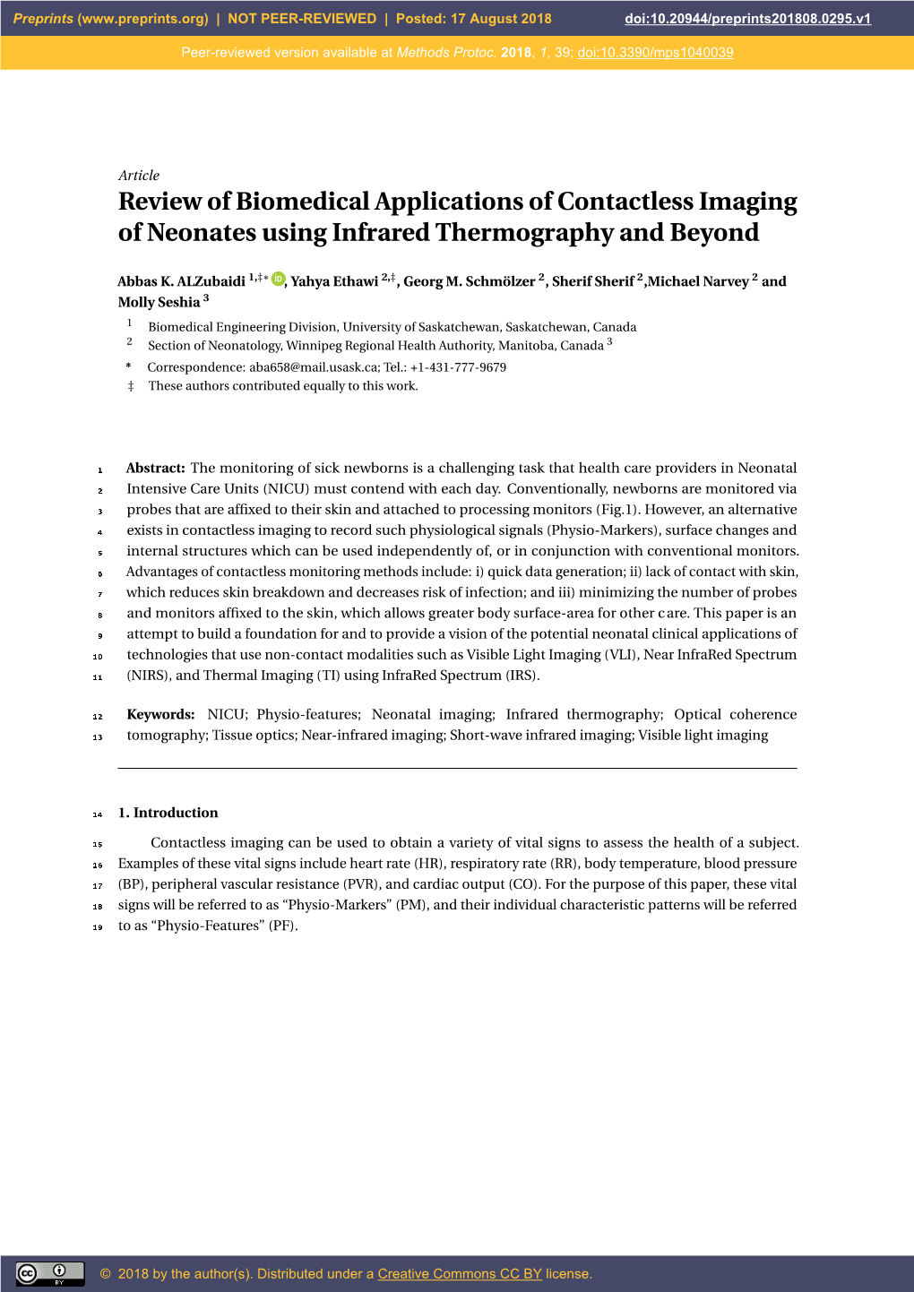 Review of Biomedical Applications of Contactless Imaging of Neonates Using Infrared Thermography and Beyond