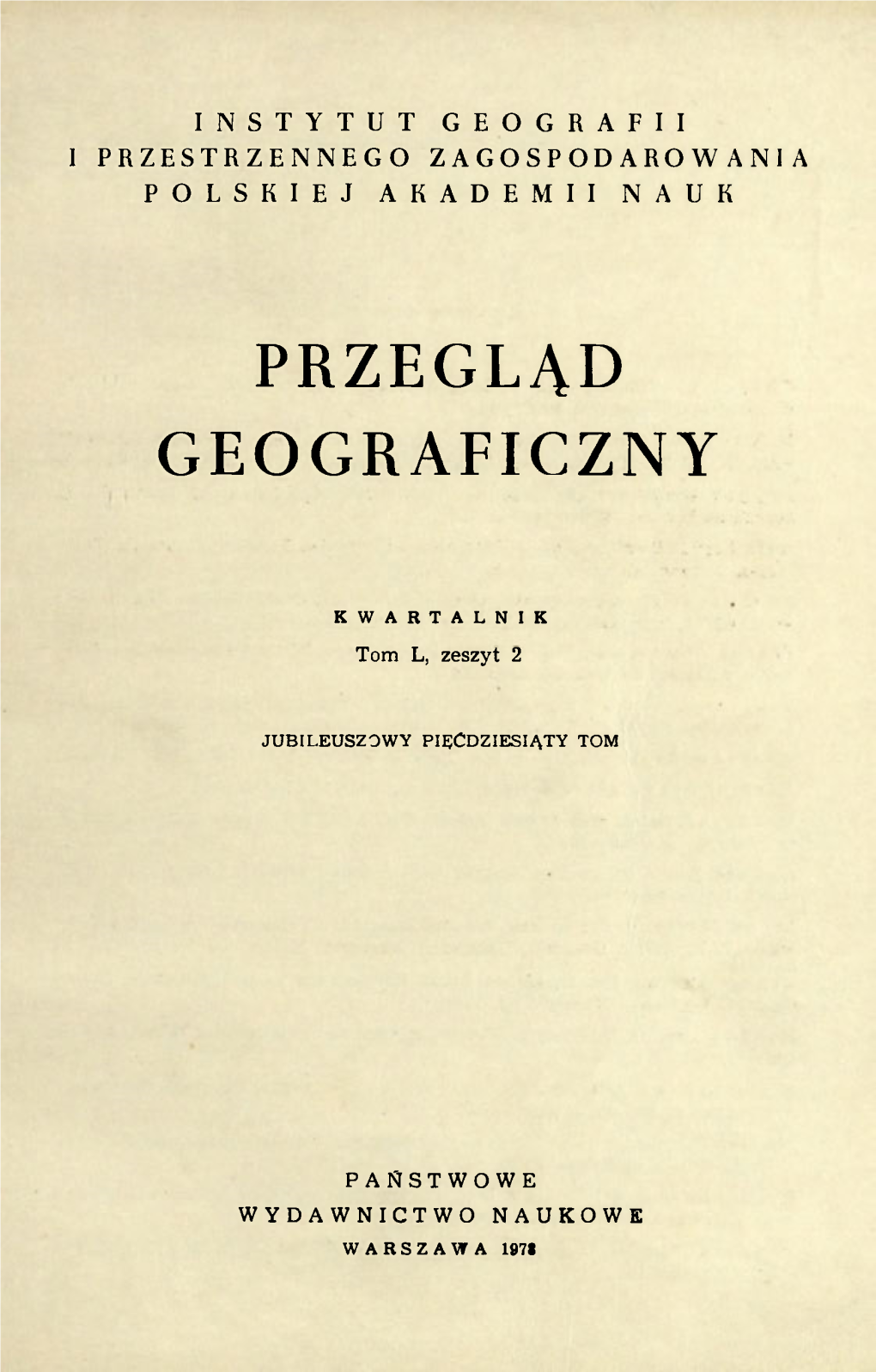 Przegląd Geograficzny T. 50 Z. 2