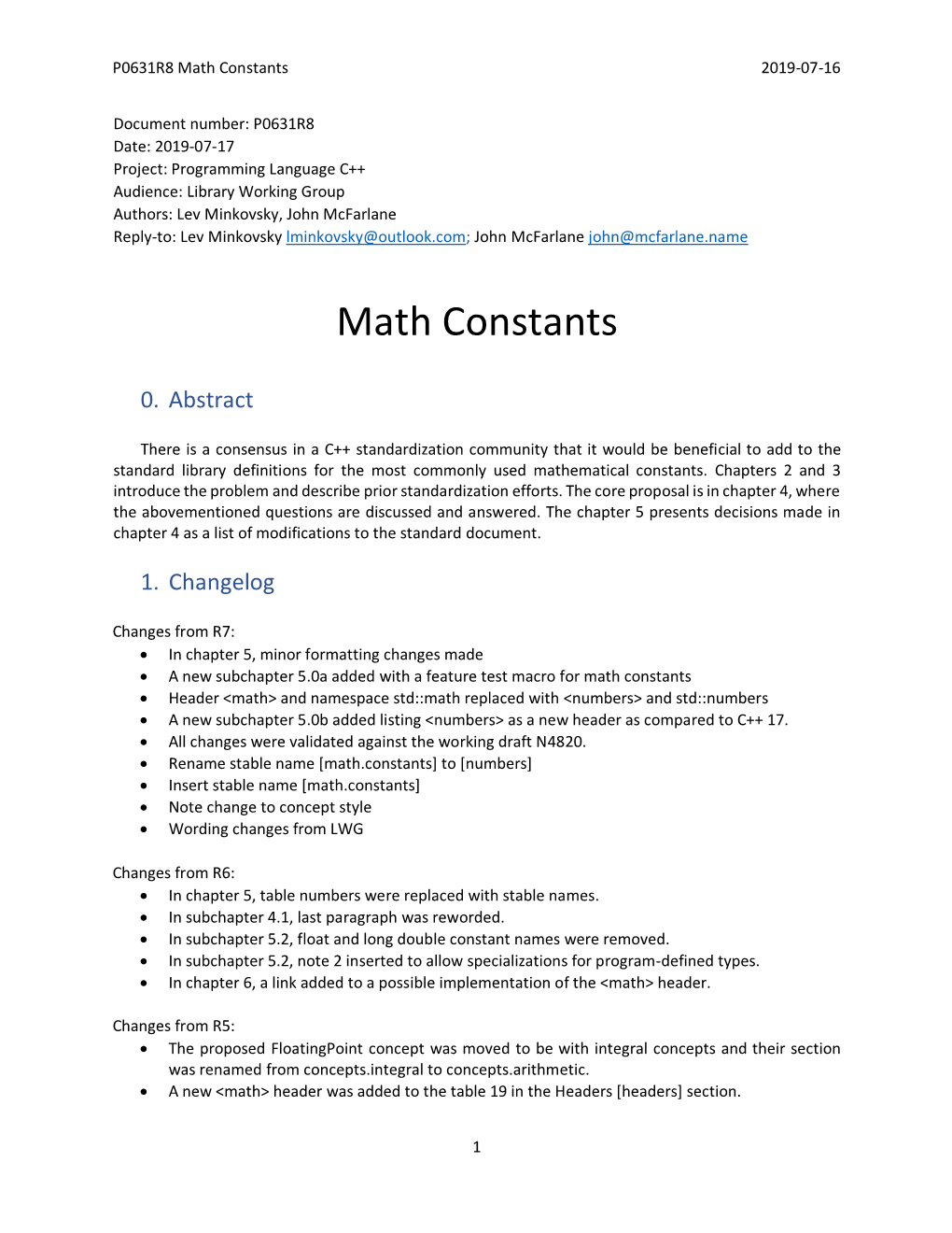 Math Constants 2019-07-16