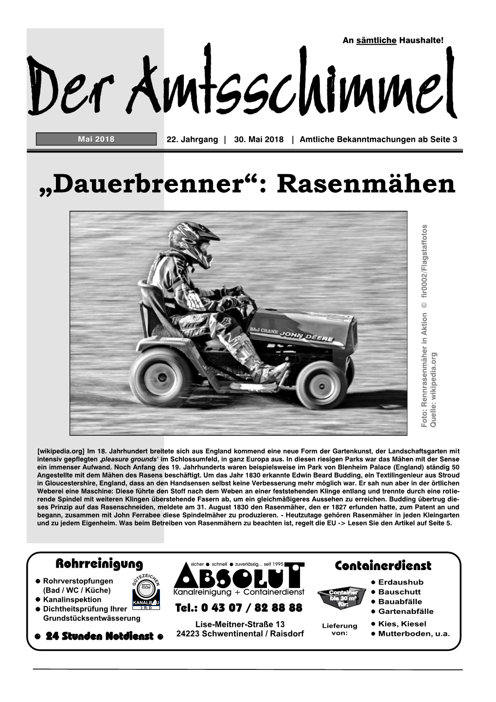 „Dauerbrenner“: Rasenmähen