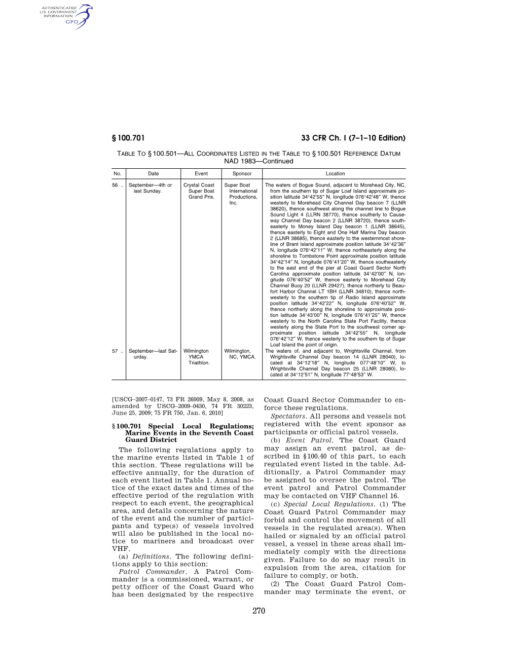 33 CFR Ch. I (7–1–10 Edition)