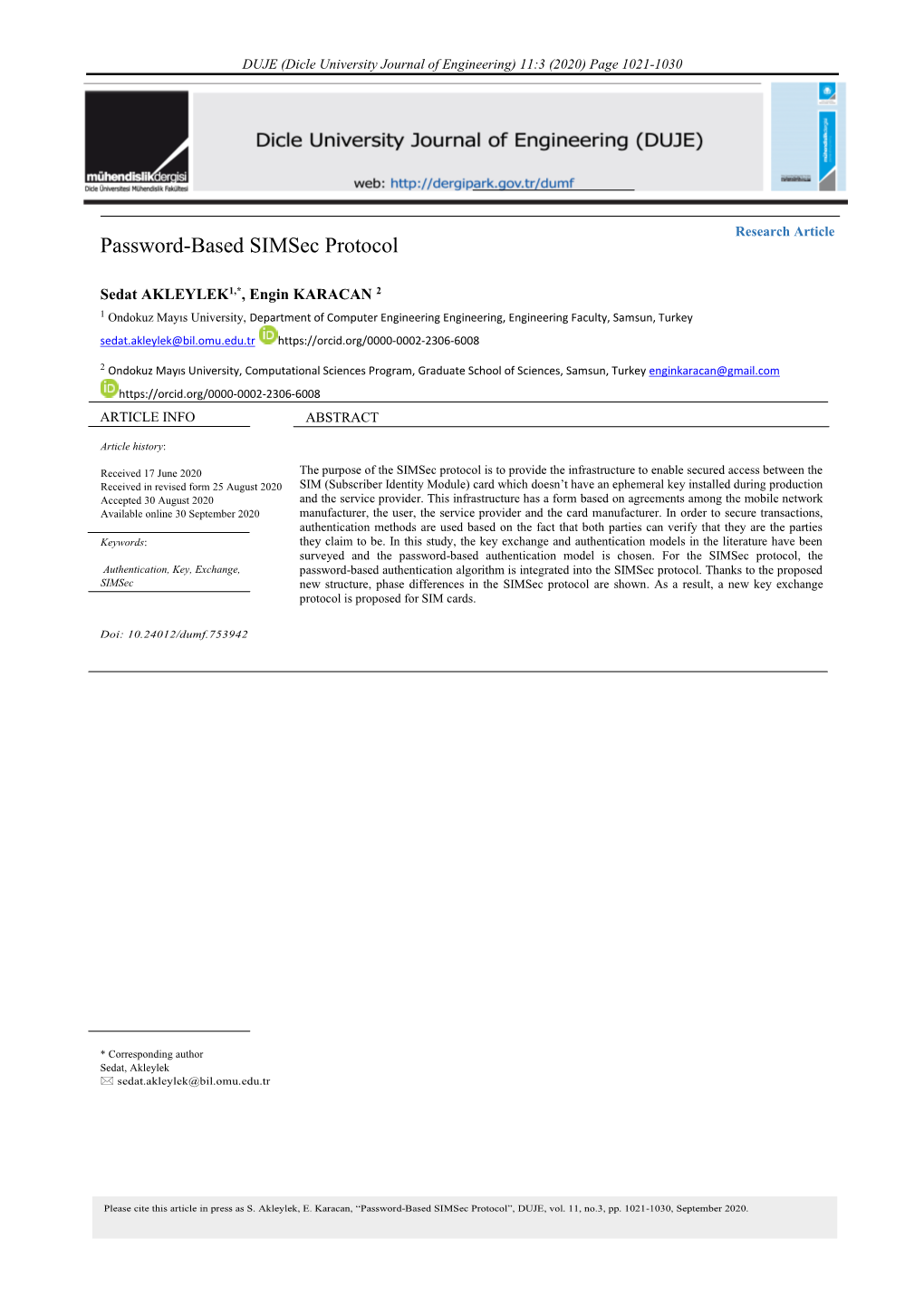 Password-Based Simsec Protocol