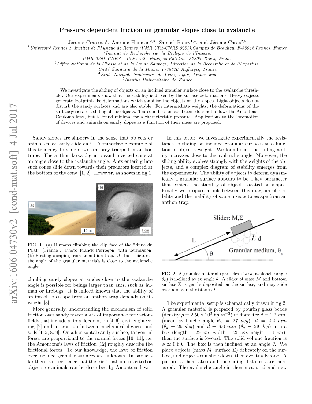 Pressure Dependent Friction on Granular Slopes Close to Avalanche