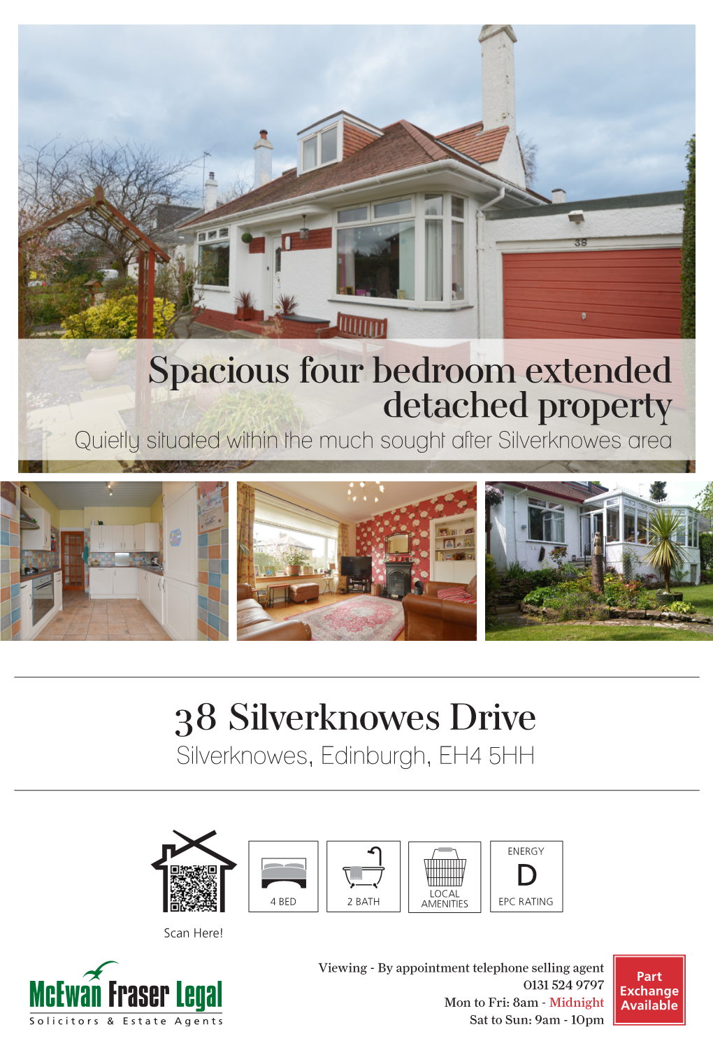 38 Silverknowes Drive Spacious Four Bedroom Extended Detached Property