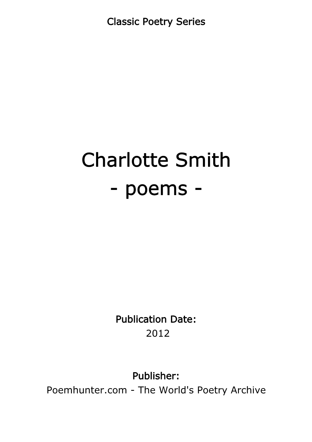 Charlotte Smith - Poems