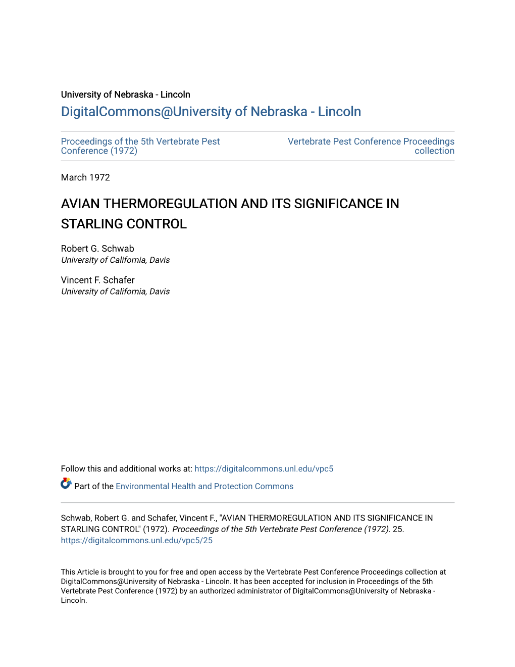 Avian Thermoregulation and Its Significance in Starling Control