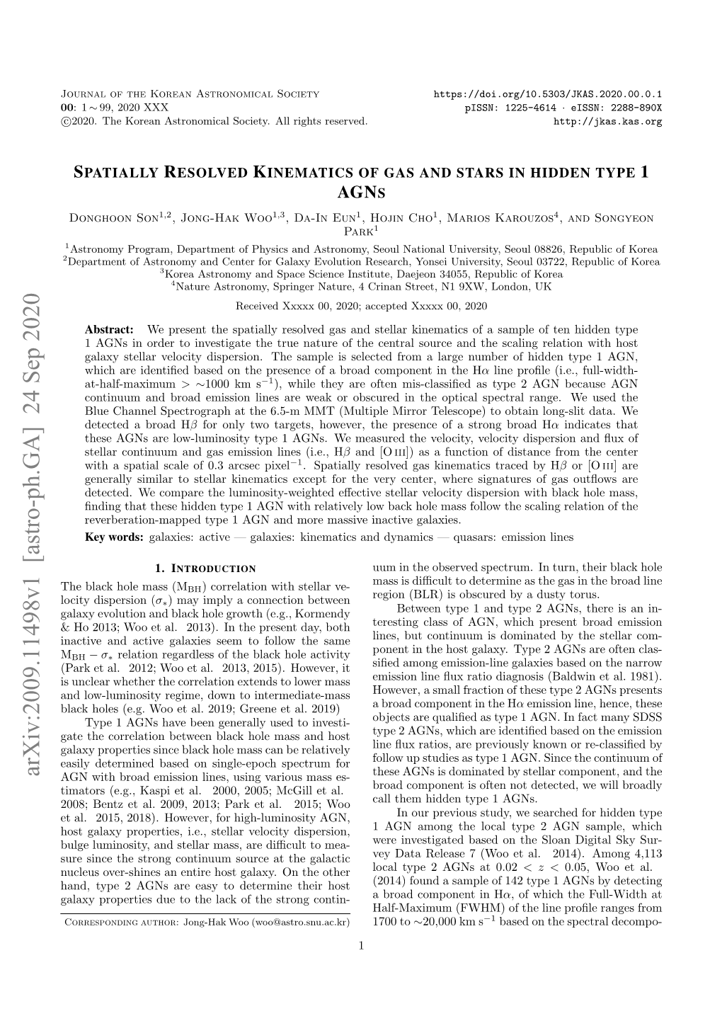 Arxiv:2009.11498V1 [Astro-Ph.GA] 24 Sep 2020