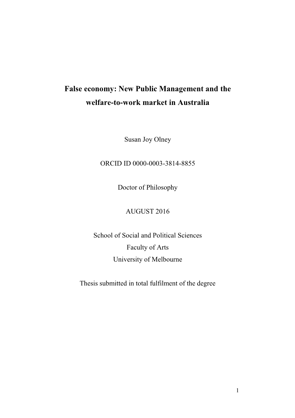 New Public Management and the Welfare-To-Work Market in Australia