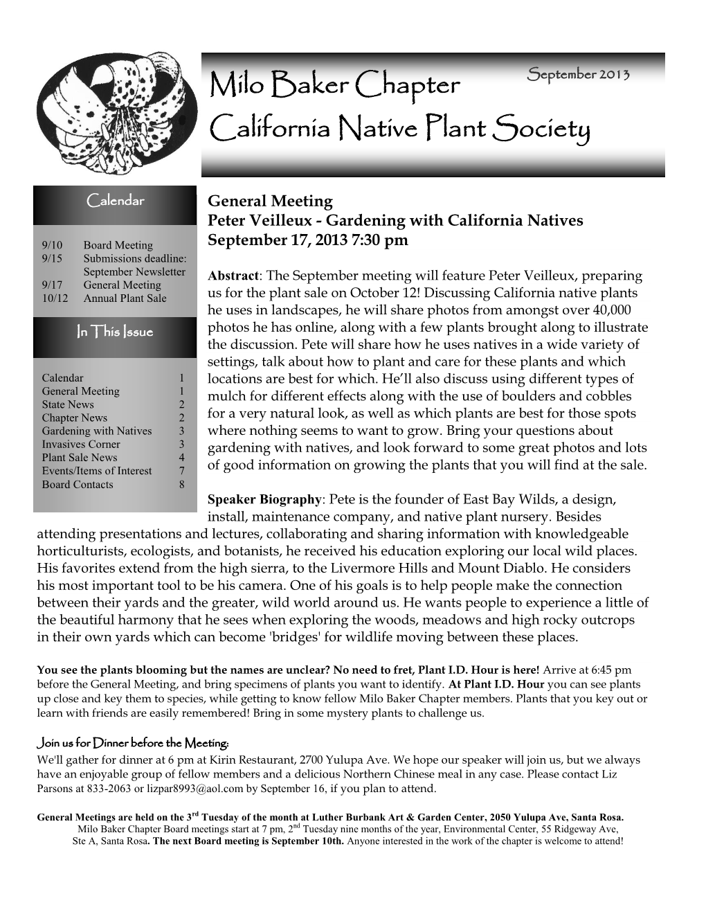 Milo Baker Chapter California Native Plant Society