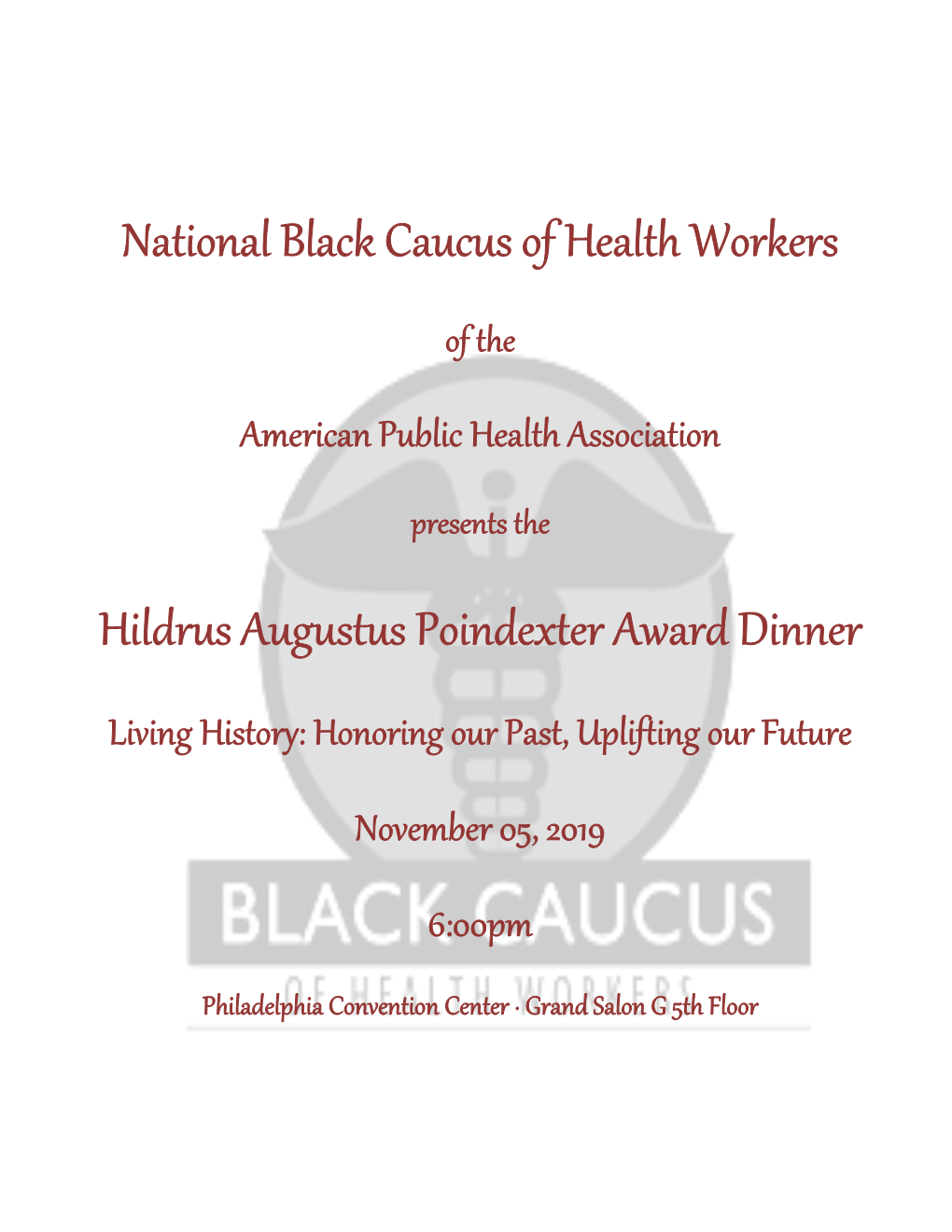 National Black Caucus of Health Workers Hildrus Augustus