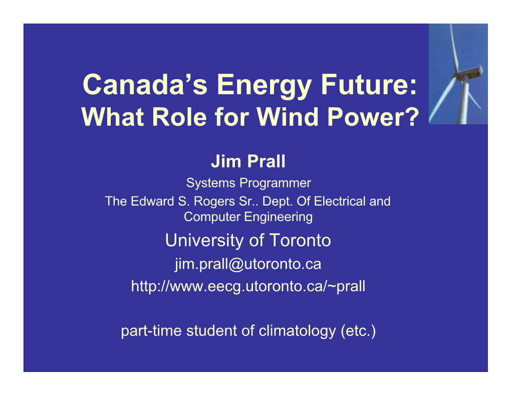 What Role for Wind Power?