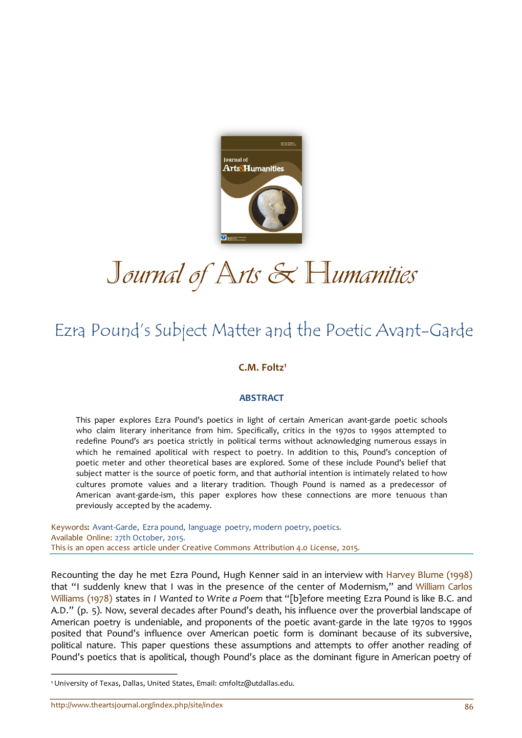 Journal of Arts & Humanities