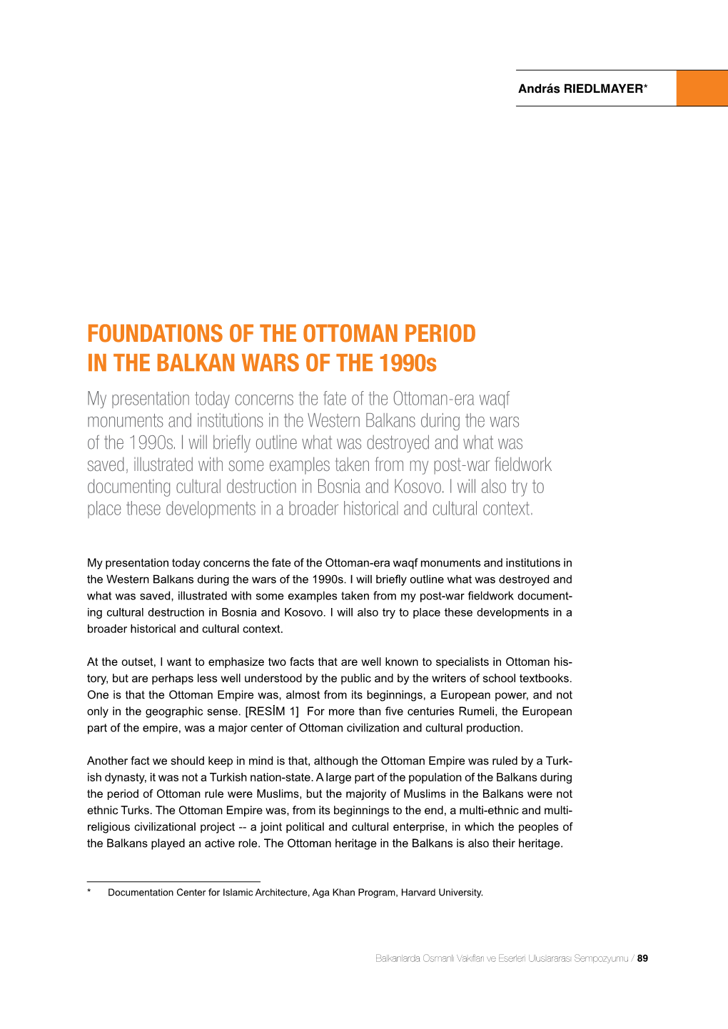 Foundations of the Ottoman Period in the Balkan