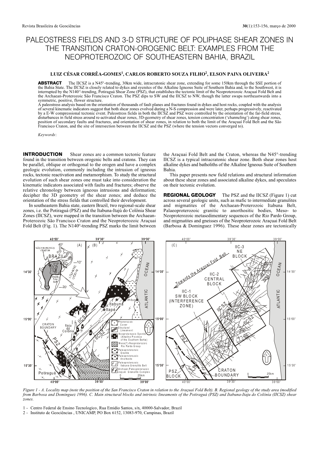 Paleostress Fields and 3-D Structure of Poliphase Shear Zones in the Transition Craton-Orogenic Belt: Examples from the Neoproterozoic of Southeastern Bahia, Brazil