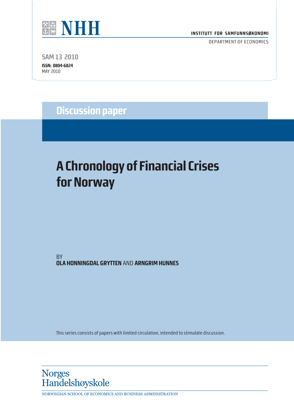 A Chronology of Financial Crises for Norway