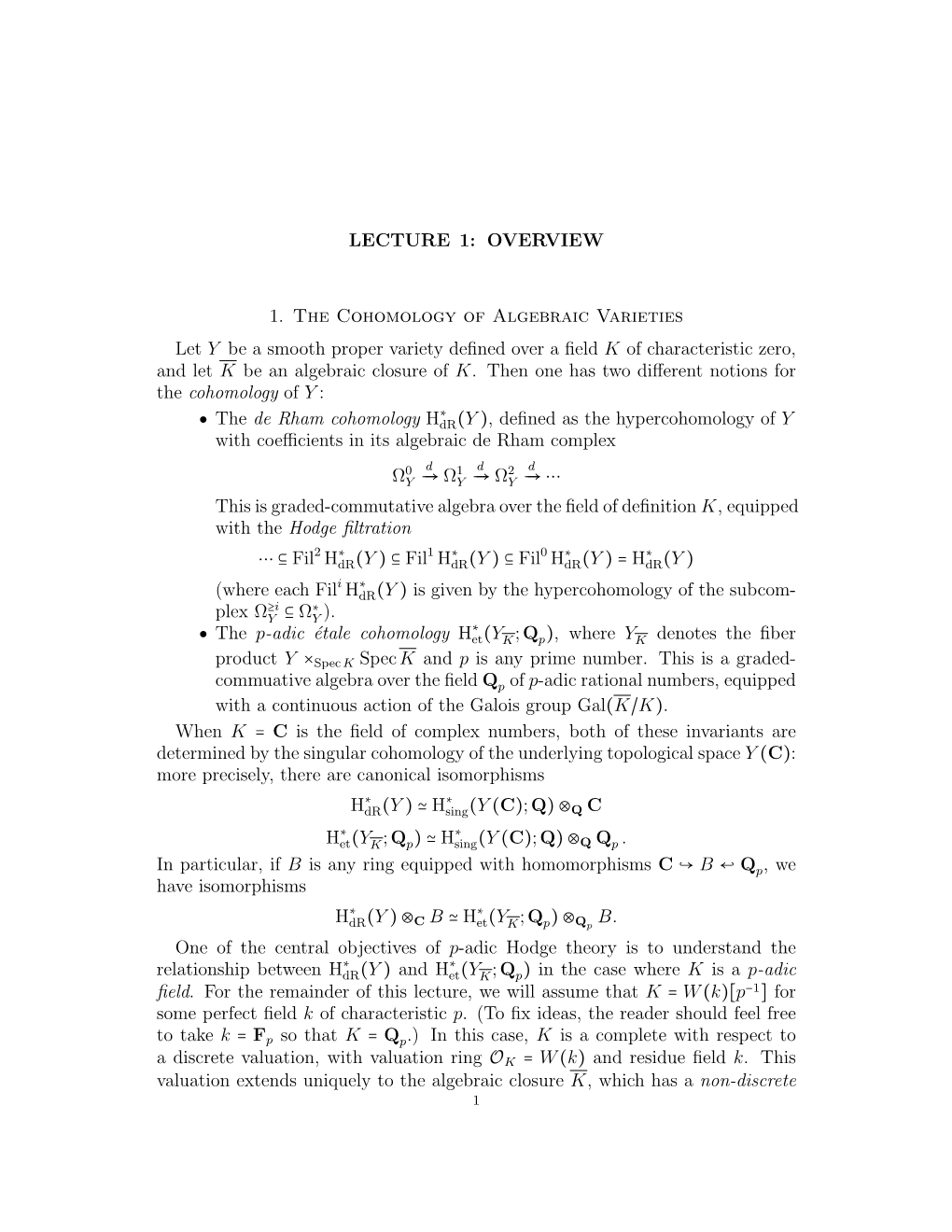 Lecture 1: Overview