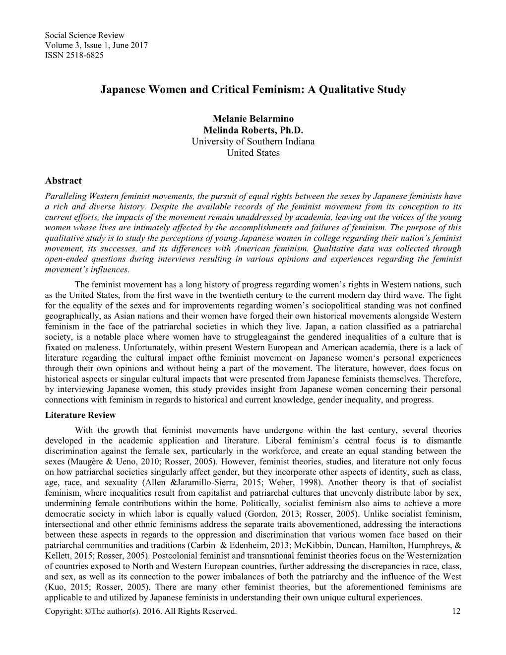 Japanese Women and Critical Feminism: a Qualitative Study