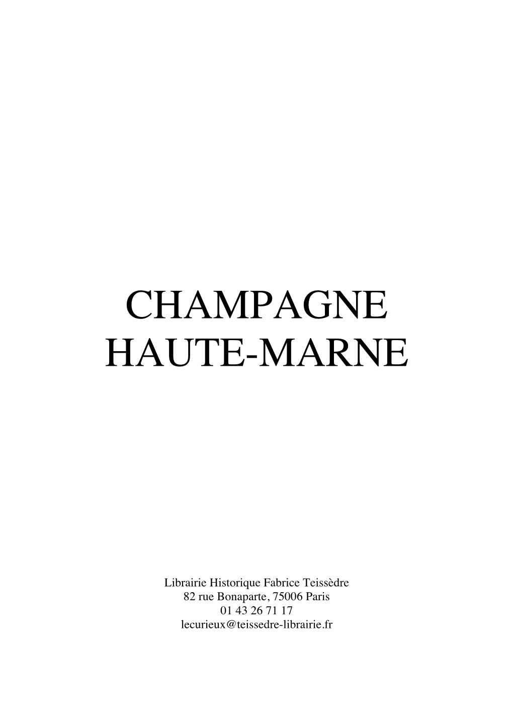 Catalogue Champagne-Haute Marne