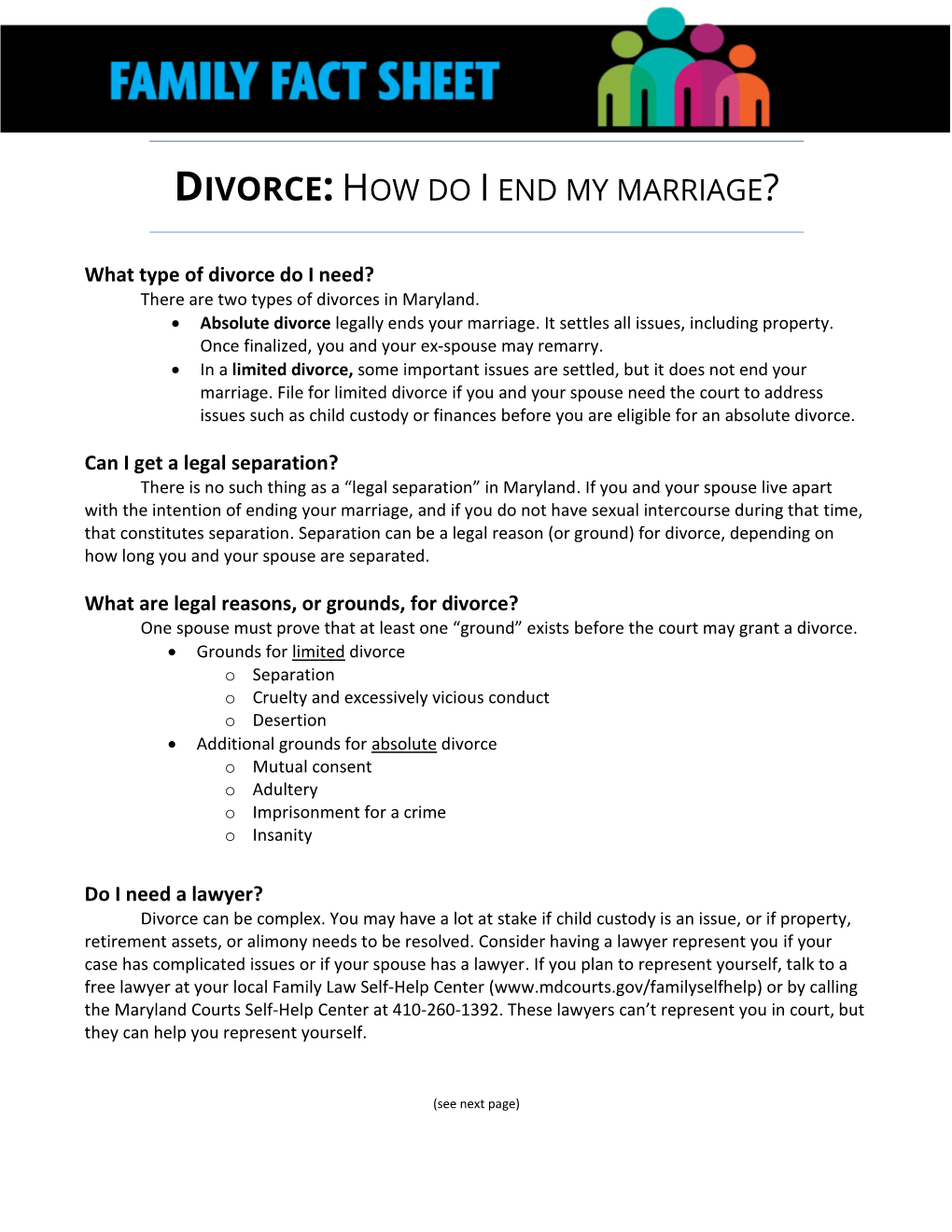 Divorce-Fact Sheet