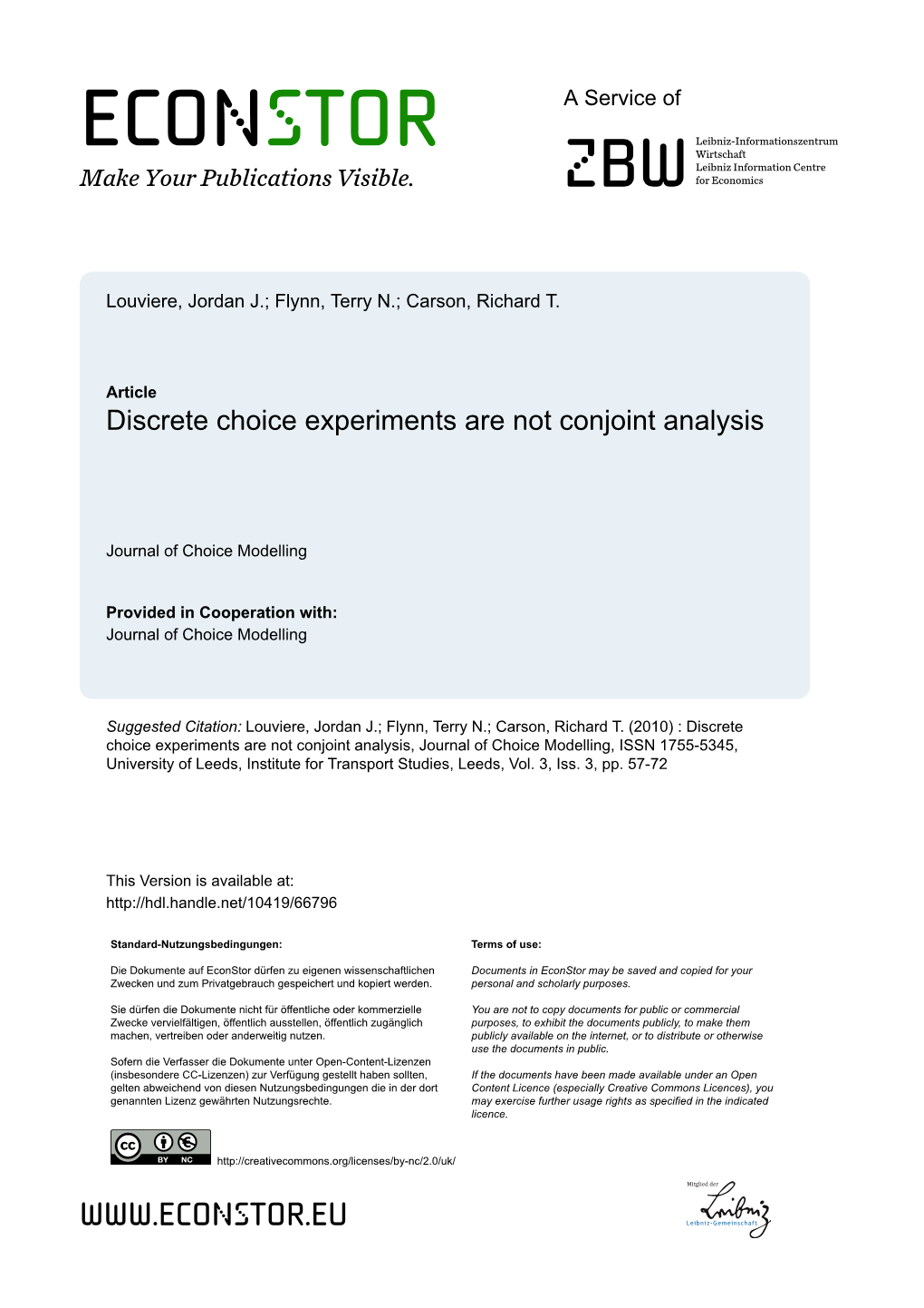 Discrete Choice Experiments Are Not Conjoint Analysis