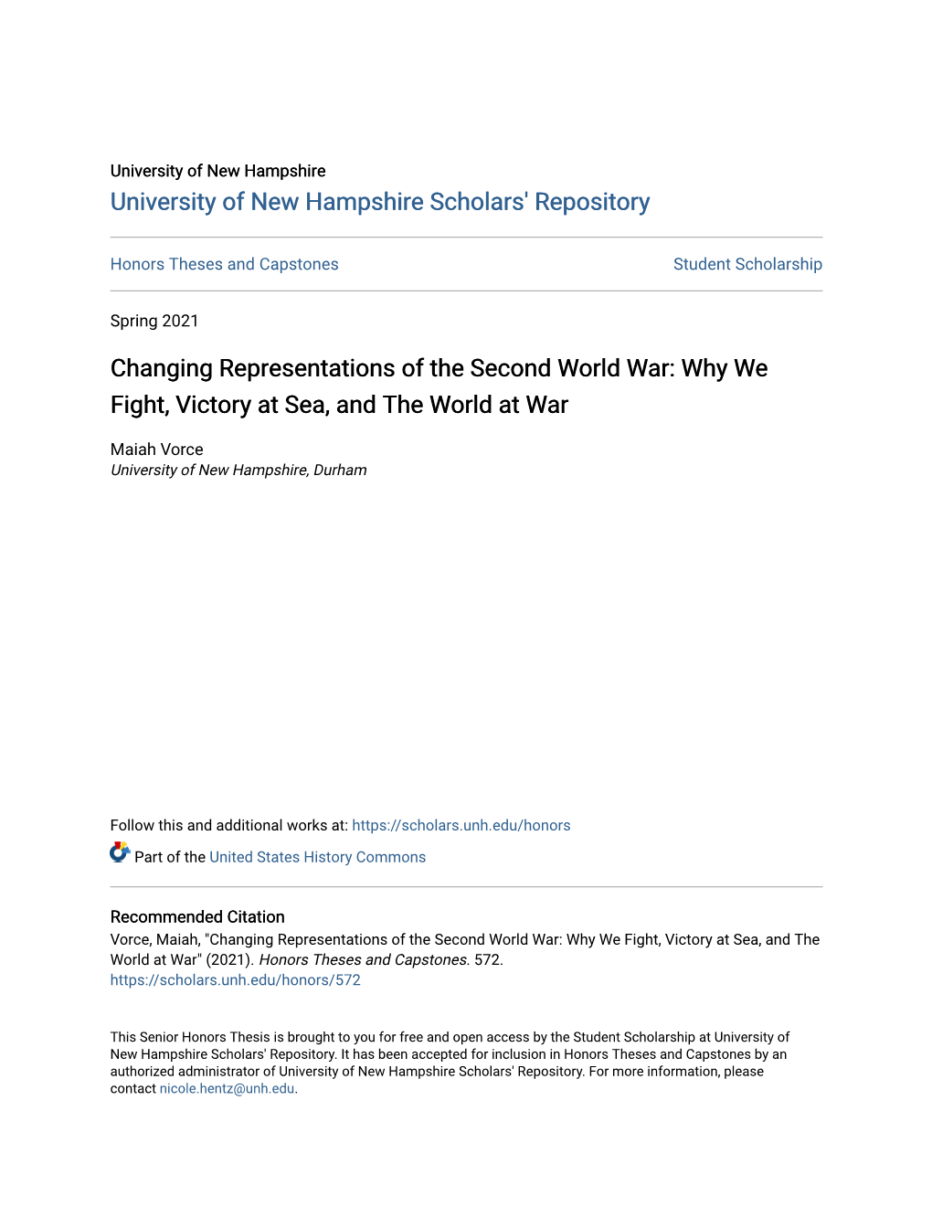 Changing Representations of the Second World War: Why We Fight, Victory at Sea, and the World at War