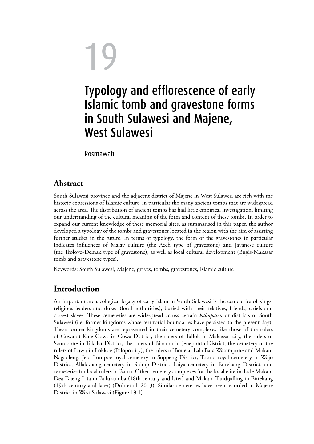 Typology and Efflorescence of Early Islamic Tomb and Gravestone Forms in South Sulawesi and Majene, West Sulawesi