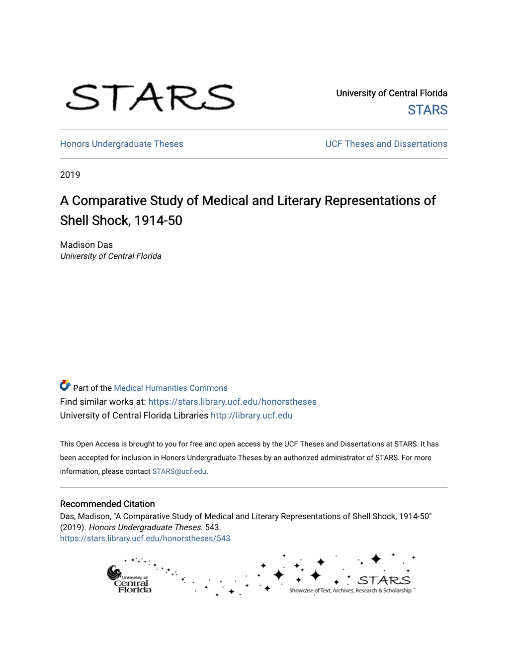 A Comparative Study of Medical and Literary Representations of Shell Shock, 1914-50