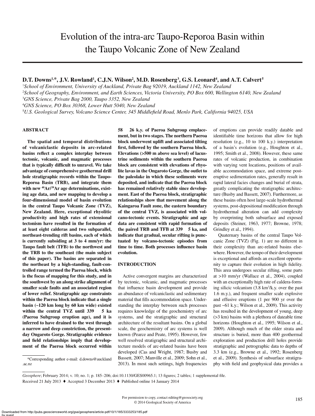 Evolution of the Intra-Arc Taupo-Reporoa Basin Within the Taupo Volcanic Zone of New Zealand