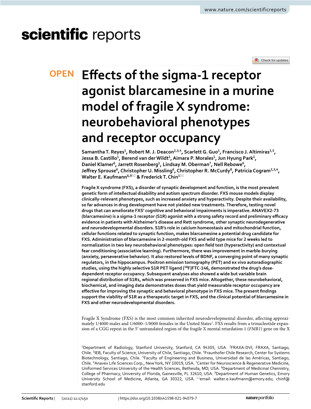 Effects of the Sigma-1 Receptor Agonist Blarcamesine in a Murine Model Of