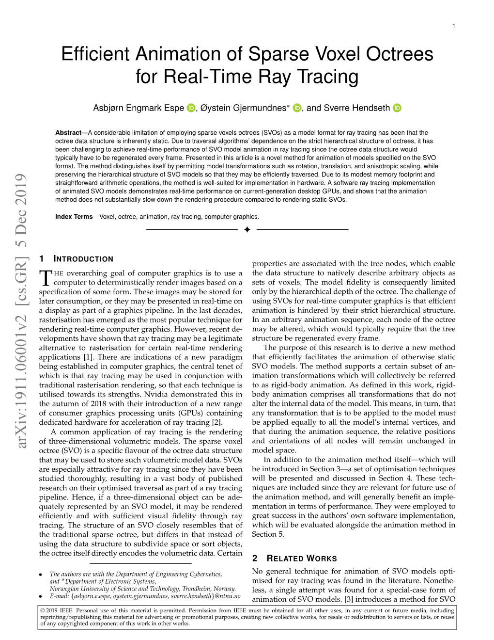 Efficient Animation of Sparse Voxel Octrees for Real-Time Ray Tracing