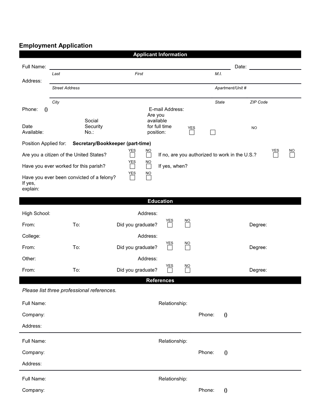 Employment Application s34