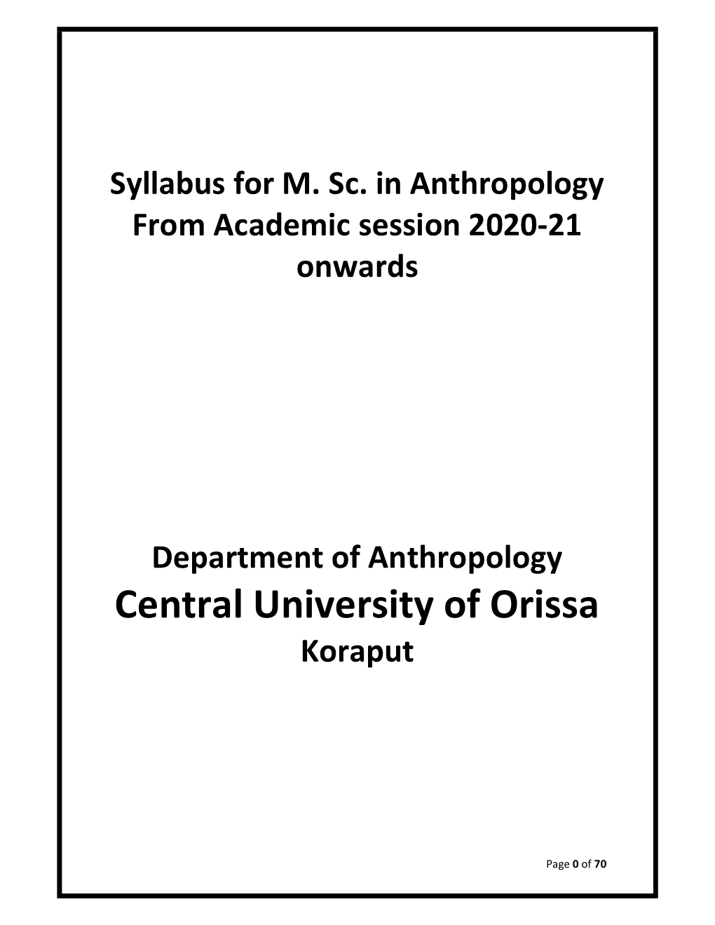 Download Syllabus for M.Sc. in Anthropology