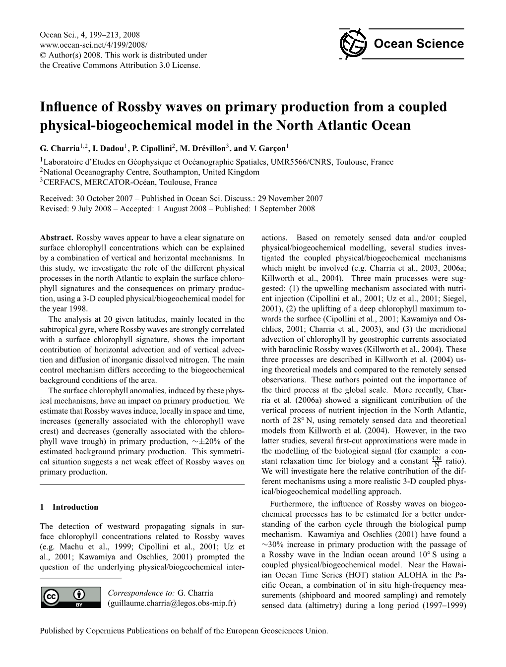 Influence of Rossby Waves on Primary Production from a Coupled Physical