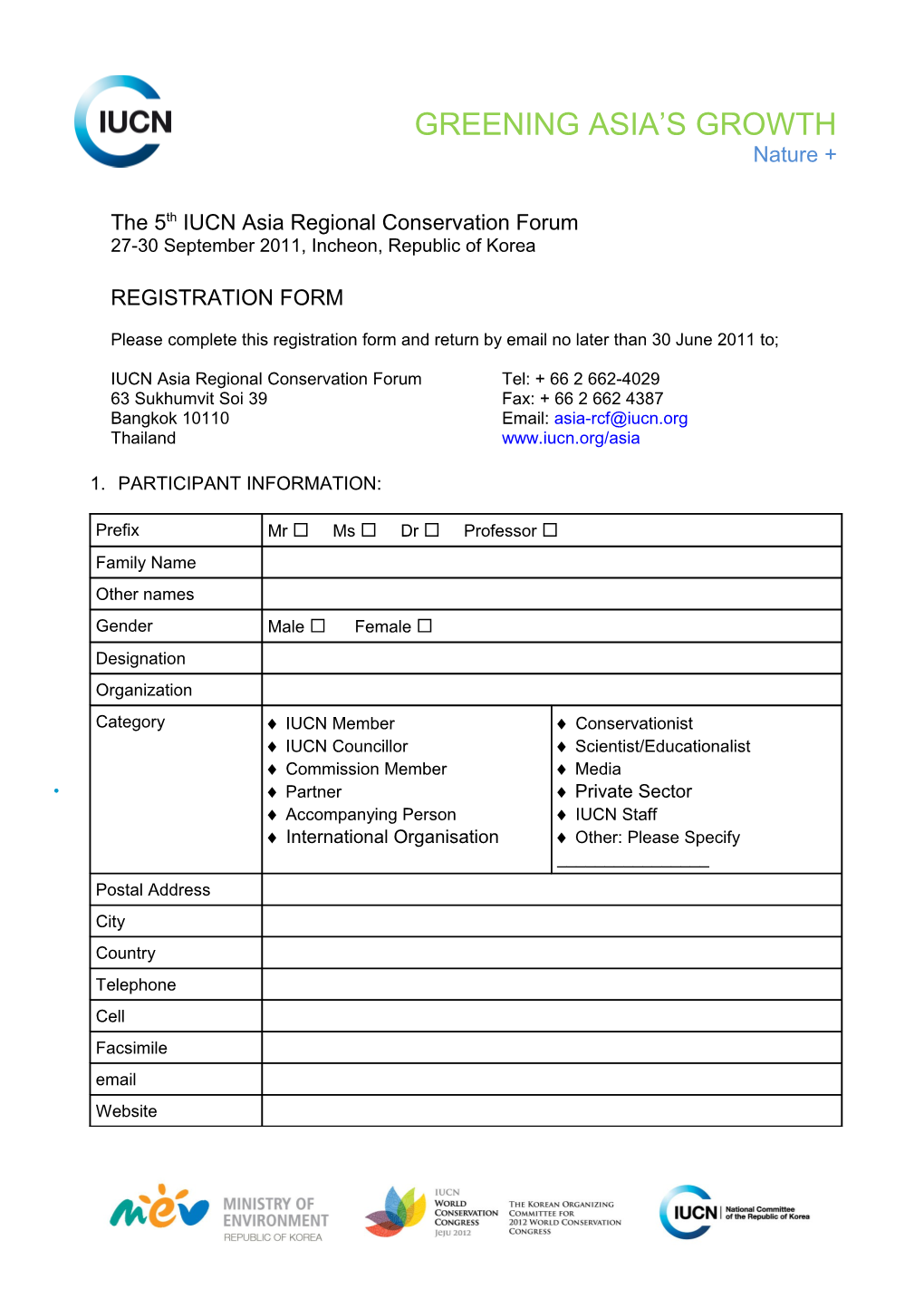 The 5Th IUCN Asia Regional Conservation Forum