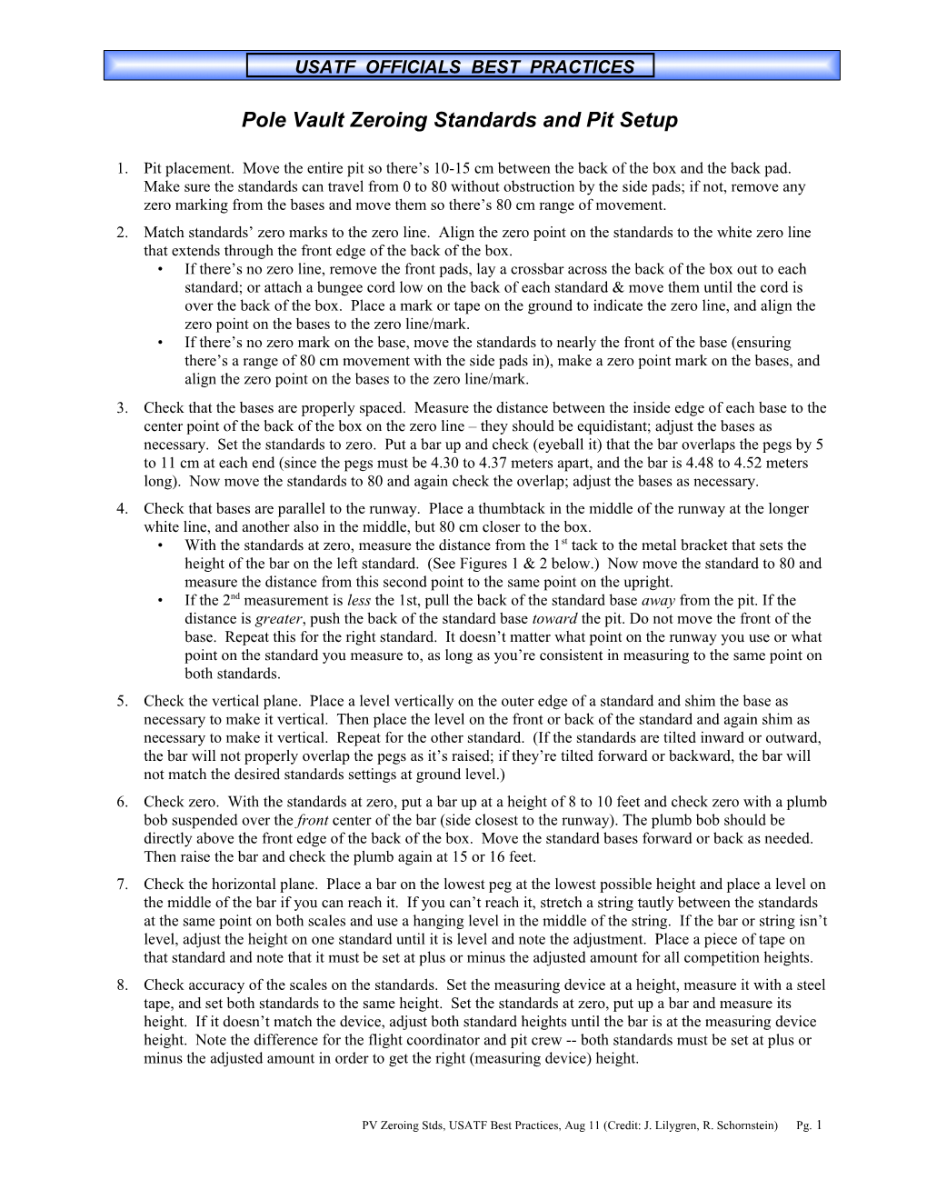 A Step-By-Step Method for Zeroing Pole Vault Standards - DocsLib