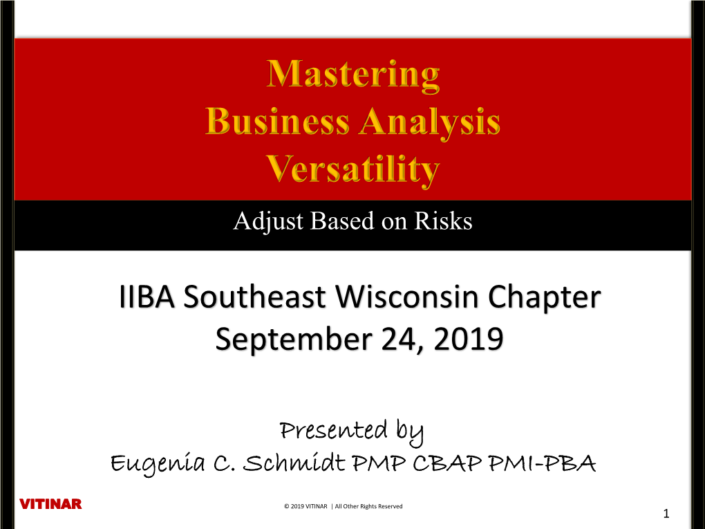 Mastering Business Analysis Versatility Adjust Based on Risks
