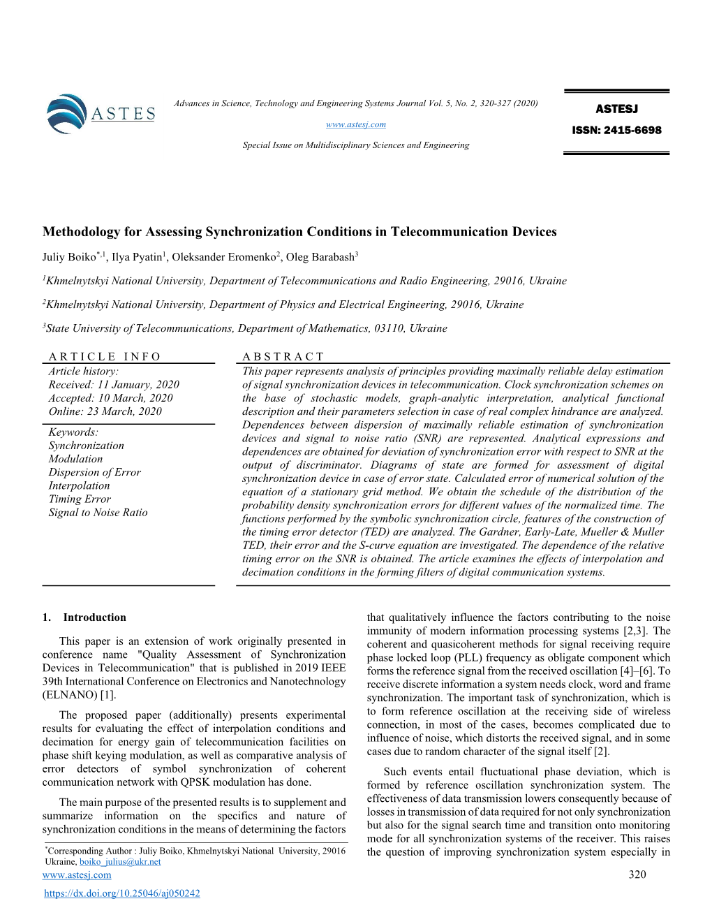 Methodology for Assessing Synchronization Conditions in Telecommunication Devices