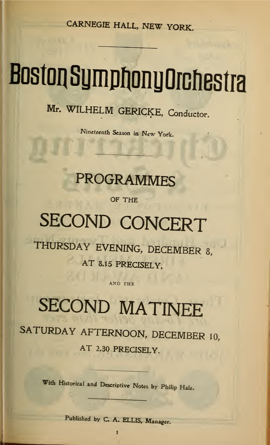 Boston Symphony Orchestra Concert Programs, Season 24,1904-1905, Trip