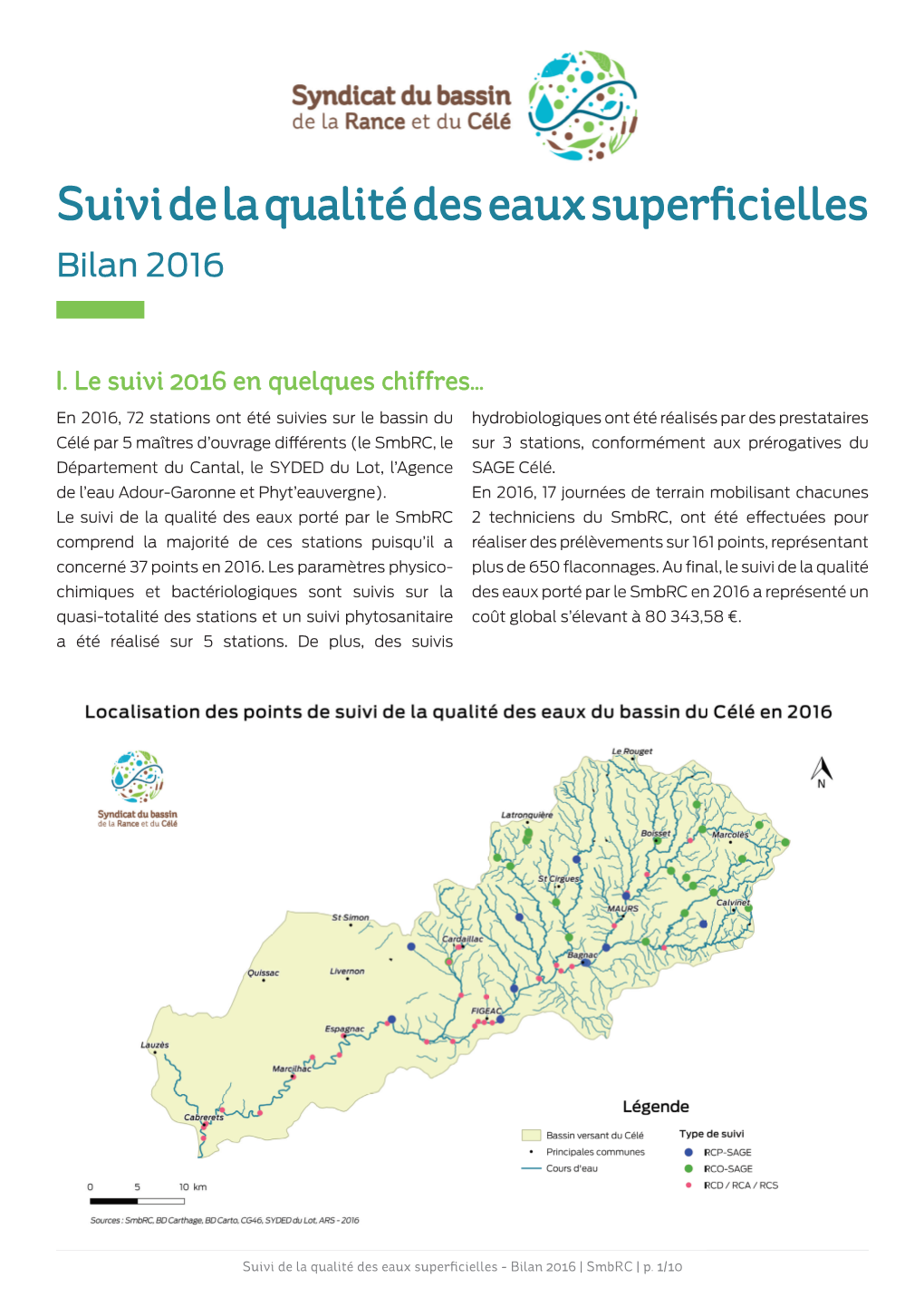 Suivi De La Qualité Des Eaux Superficielles - Bilan 2016 | Smbrc | P