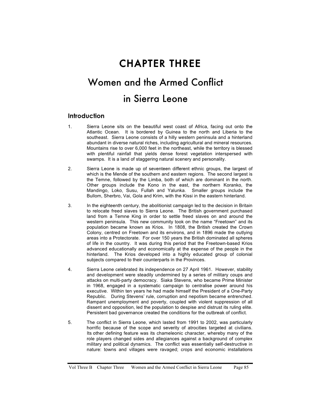 CHAPTER THREE Women and the Armed Conflict in Sierra Leone