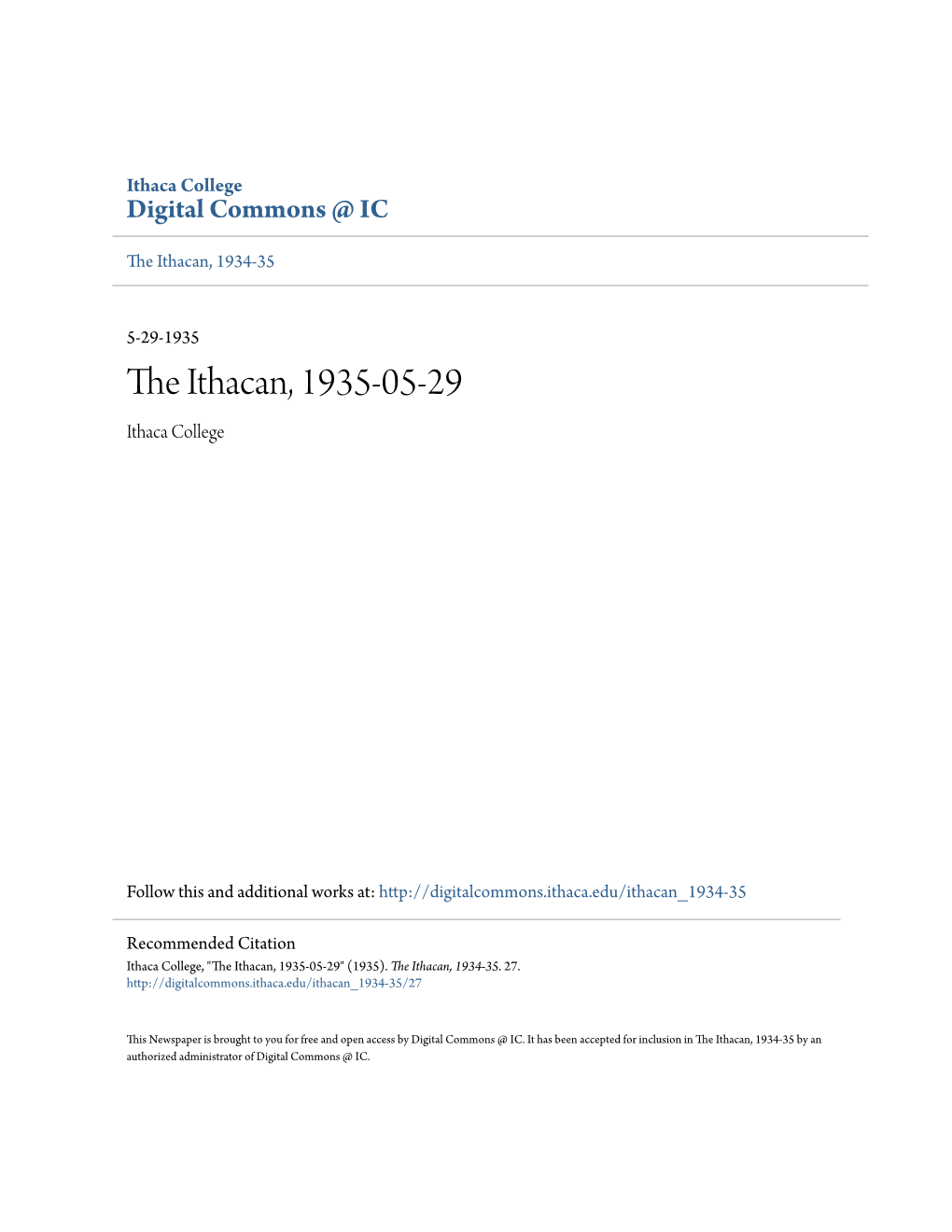 The Ithacan, 1935-05-29