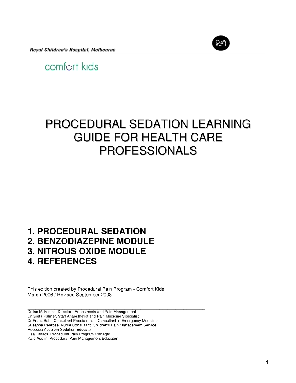 Procedural Sedation Learning Guide for Health Care Professionals