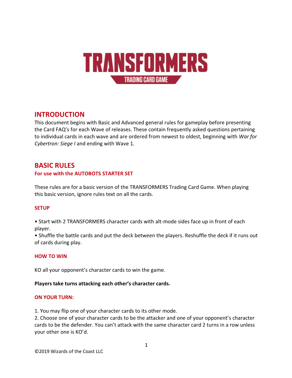 TRANSFORMERS Trading Card Game